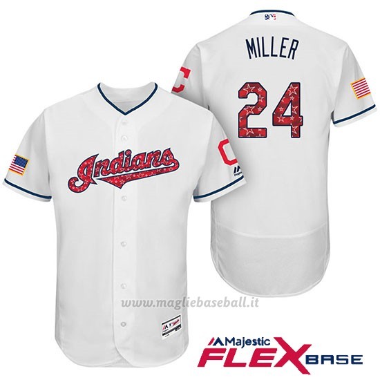 Maglia Baseball Uomo Cleveland Indians 2017 Estrellas y Rayas Andrew Miller Bianco Flex Base